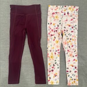 Quince Kids' Maroon and Floral Leggings